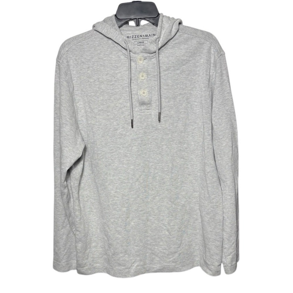 Mizzen + Main Fairway Hoodie Mens Size Large Gray Pullover Performance